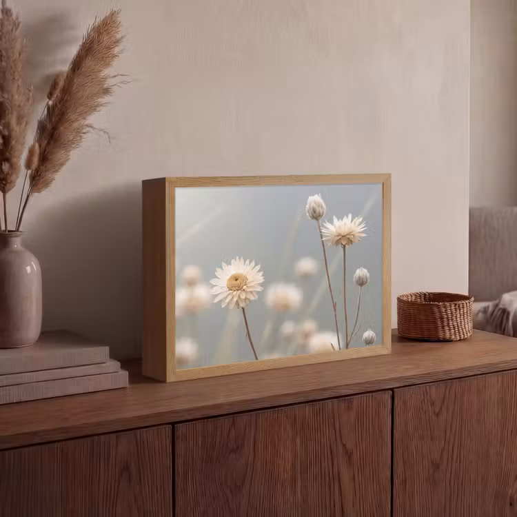Strobloemen - Wit - Daglicht Light Box met batterij (Wandlamp) middel -sfeer2
