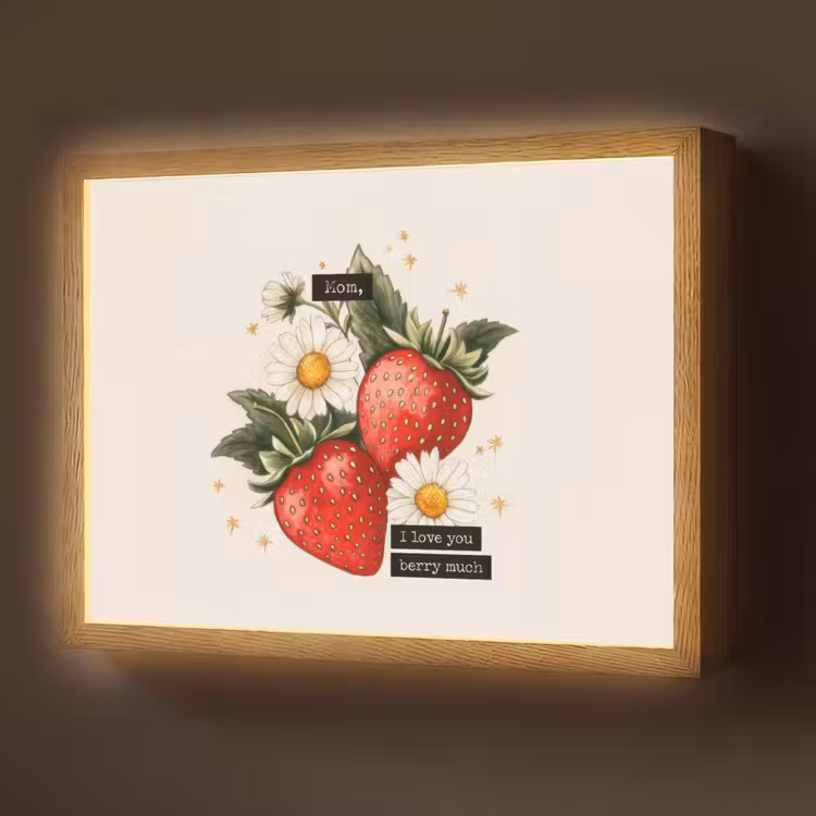 Aardbeien - Madeliefjes - Quote - Sterretjes Light Box met batterij (Wandlamp) middel -z3d_website