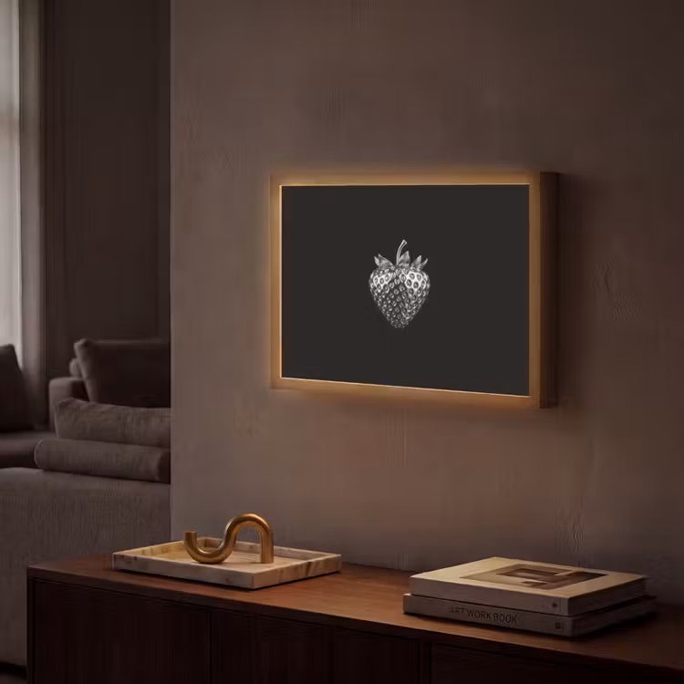 Aardbei - Zaadstructuur - Realistisch Light Box met batterij (Wandlamp) middel -sfeer1