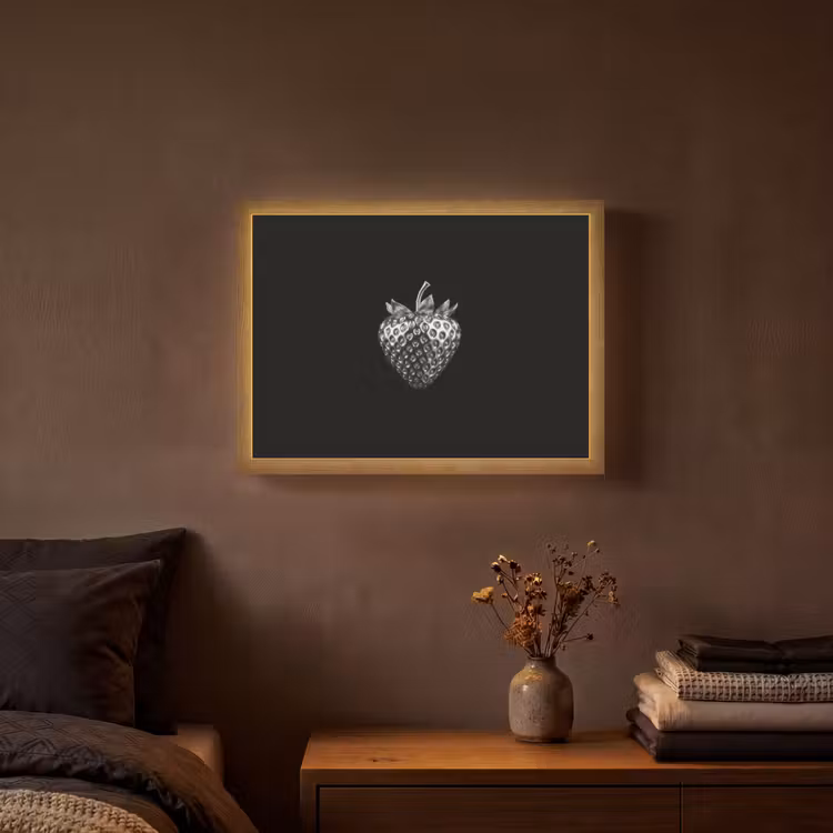 Aardbei - Zaadstructuur - Realistisch Light Box met batterij (Wandlamp) middel -sfeer4