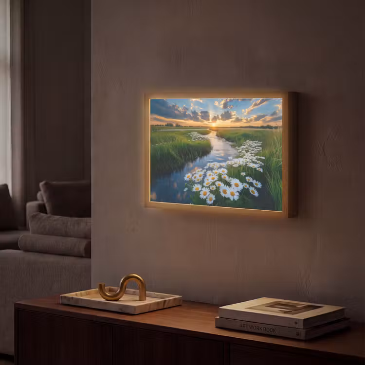 Beekje - Landschap - Margriet Light Box met batterij (Wandlamp) middel -sfeer1
