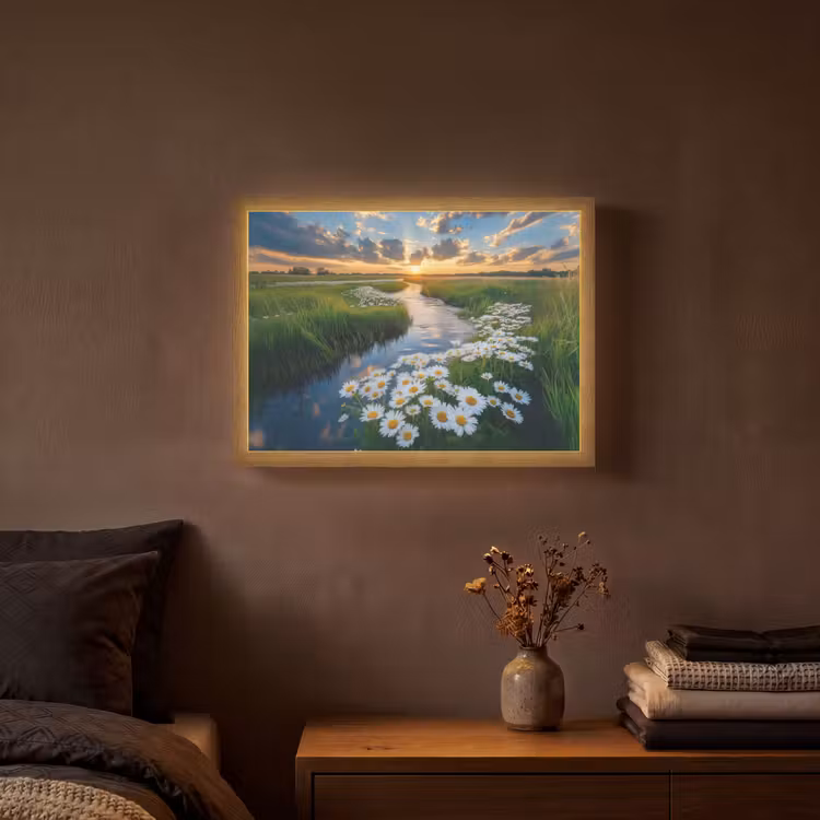 Beekje - Landschap - Margriet Light Box met batterij (Wandlamp) middel -sfeer4