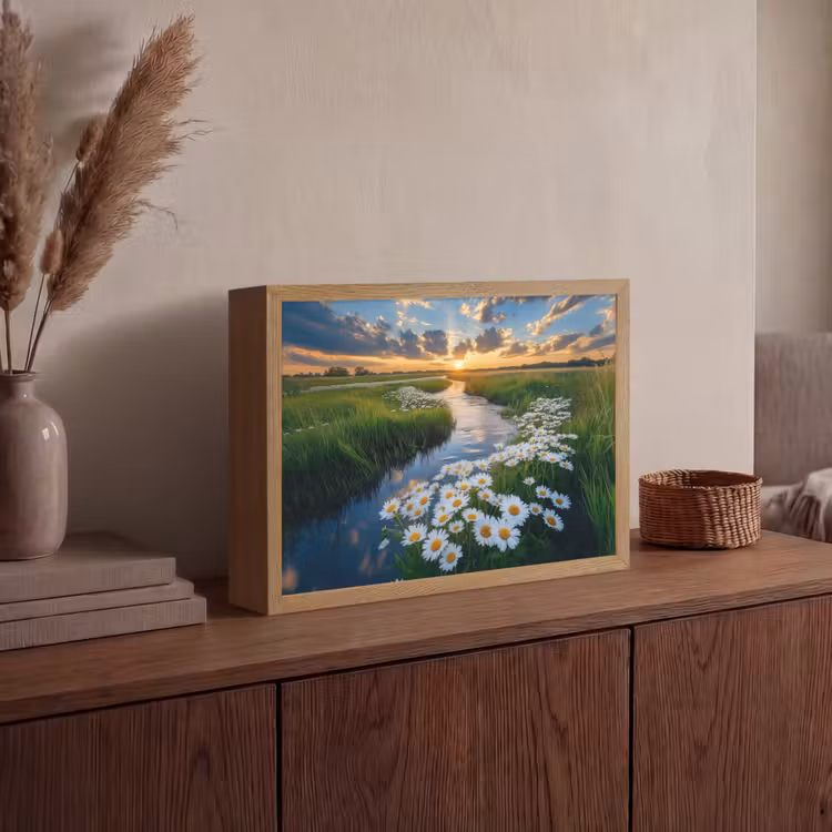 Beekje - Landschap - Margriet Light Box met batterij (Wandlamp) middel -sfeer2