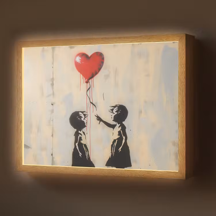 Street art - Banksy - Ballon - Graffiti - Hart Light Box met batterij (Wandlamp) middel -z3d_website