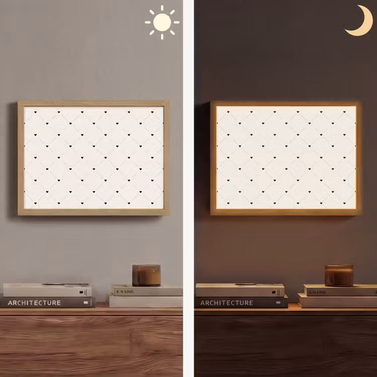 Streep - Hart - Wit - Zwart Light Box met batterij (Wandlamp) middel 907 -sfeer3