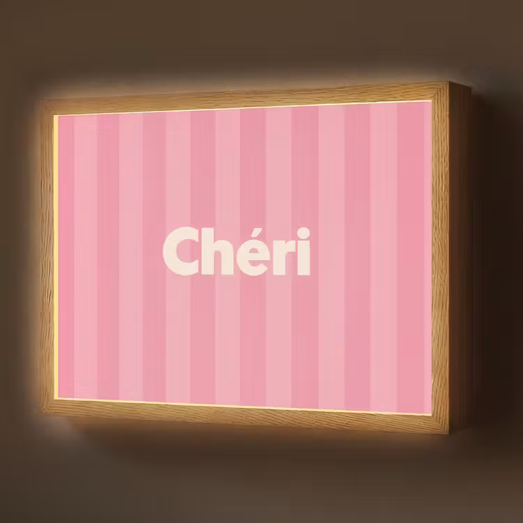 Gestreept - Roze - Chéri Light Box met batterij (Wandlamp) middel -z3d_website