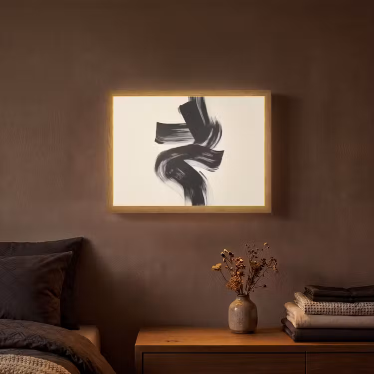 Strepen - Zwart - Abstract Light Box met batterij (Wandlamp) middel -sfeer4
