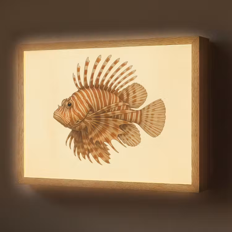 Strepen - Vis - Rond - Stekels Light Box met batterij (Wandlamp) middel -z3d_website