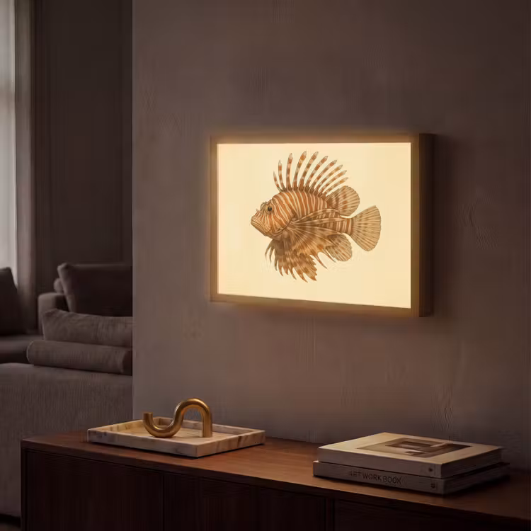 Strepen - Vis - Rond - Stekels Light Box met batterij (Wandlamp) middel -sfeer1