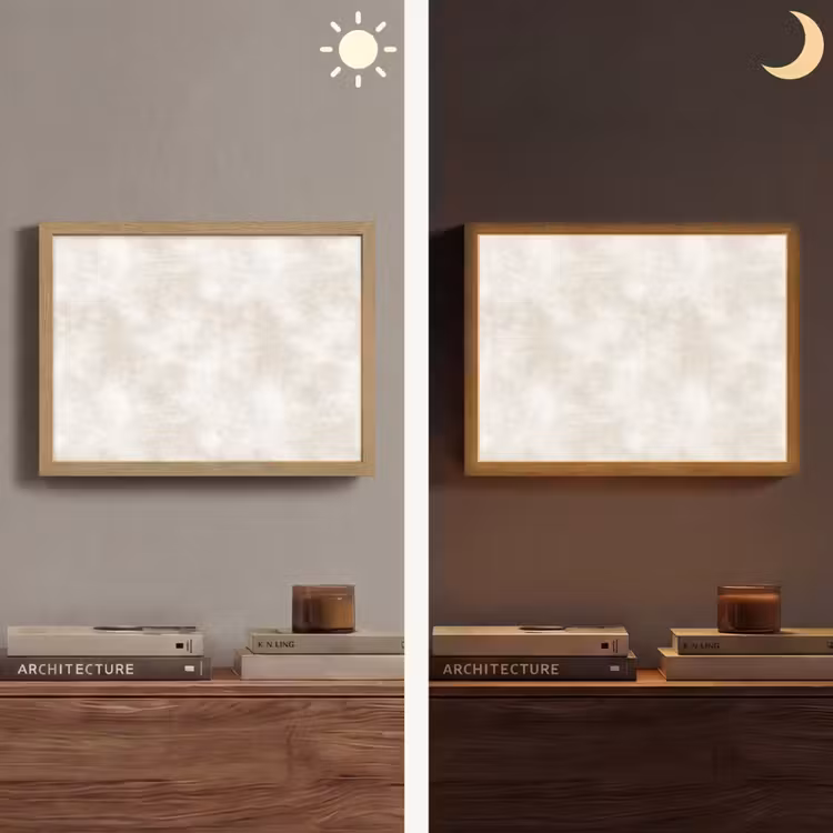 Subtiel - Structuur - Beige Light Box met batterij (Wandlamp) middel 907 -sfeer3