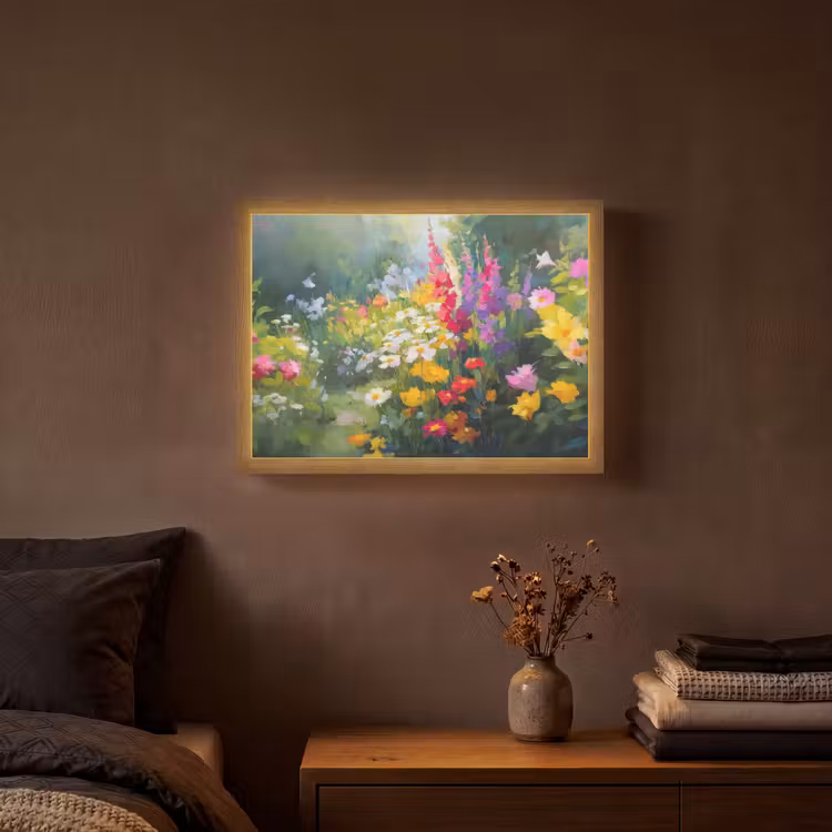 Zomertuin - Sfeervol - Bloemen Light Box met batterij (Wandlamp) middel -sfeer4