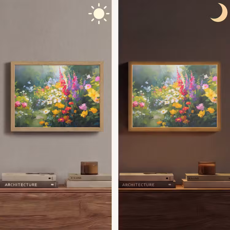 Zomertuin - Sfeervol - Bloemen Light Box met batterij (Wandlamp) middel -sfeer3