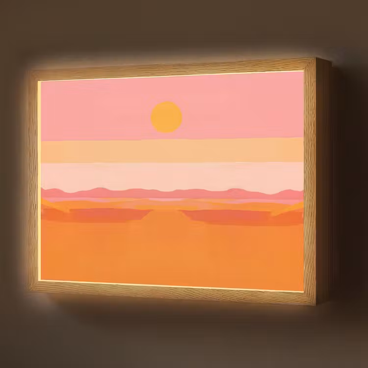 Zon - Abstract - Landschap - Oranje Light Box met batterij (Wandlamp) middel -z3d_website