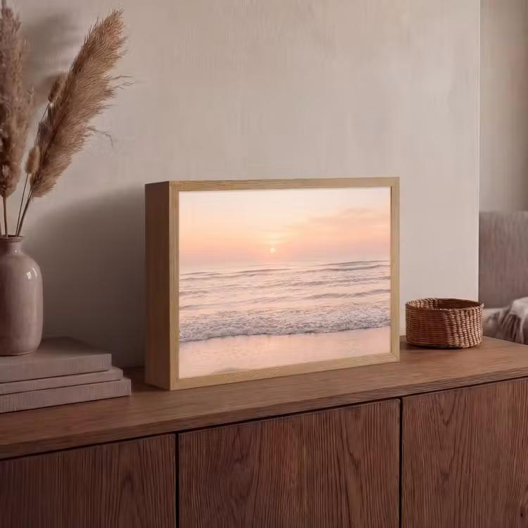 Zon - Strand - Roze Light Box met batterij (Wandlamp) middel -sfeer2