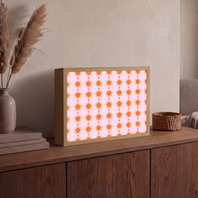 Zon - Motief - Roze Light Box met batterij (Wandlamp) middel 907 -sfeer2