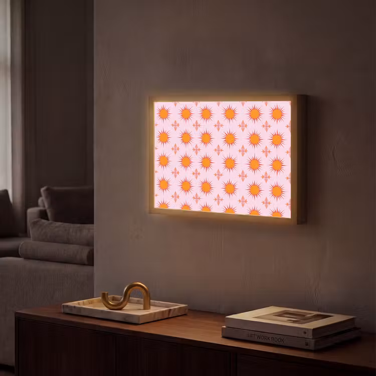 Zon - Patroon - Roze Light Box met batterij (Wandlamp) middel 907 -sfeer1