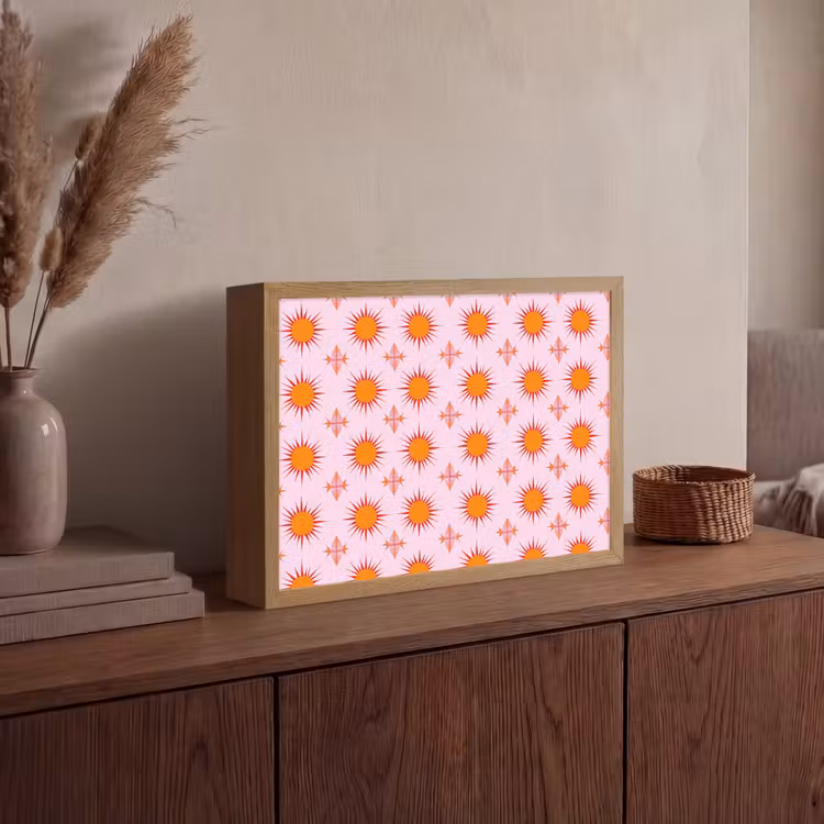 Zon - Patroon - Roze Light Box met batterij (Wandlamp) middel 907 -sfeer2