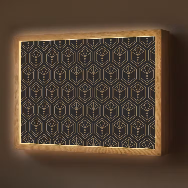 Zonnestraal - Zwart - Goud - Stippen Light Box met batterij (Wandlamp) middel 907 -z3d_website