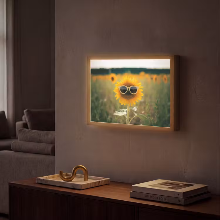 Zonnebloem - Veld - Zonnebril Light Box met batterij (Wandlamp) middel -sfeer1
