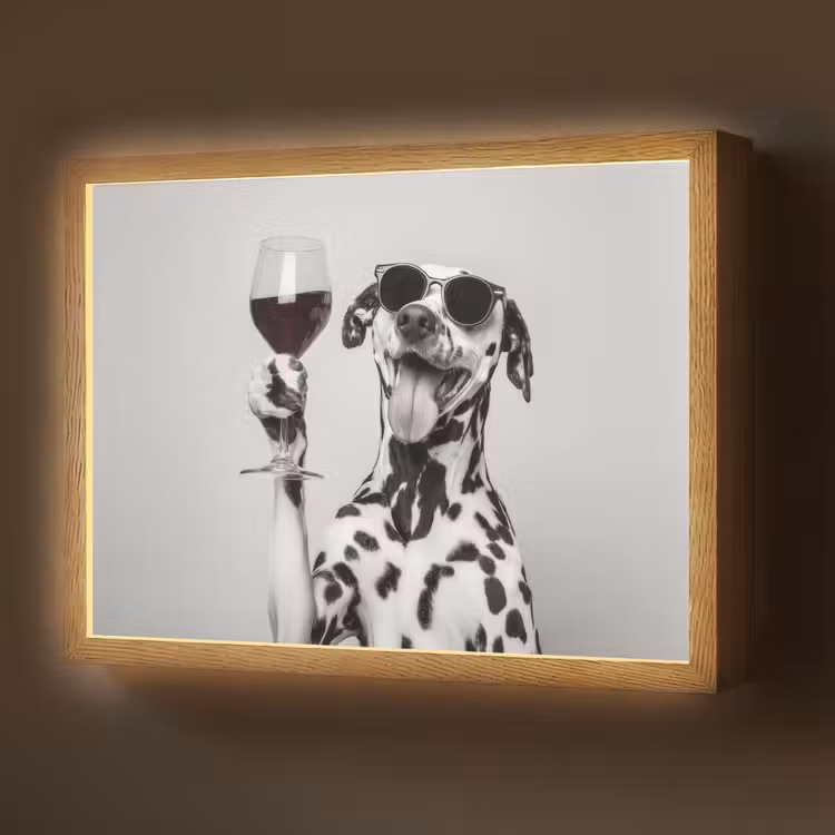 Zonnebril - Dalmatiër - Wijnglas - Tong Light Box met batterij (Wandlamp) middel -z3d_website