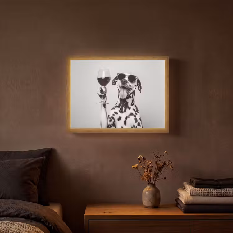 Zonnebril - Dalmatiër - Wijnglas - Tong Light Box met batterij (Wandlamp) middel -sfeer4