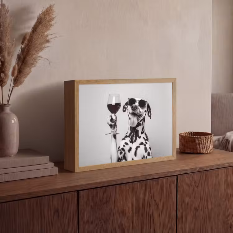 Zonnebril - Dalmatiër - Wijnglas - Tong Light Box met batterij (Wandlamp) middel -sfeer2
