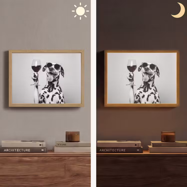 Zonnebril - Dalmatiër - Wijnglas - Tong Light Box met batterij (Wandlamp) middel -sfeer3