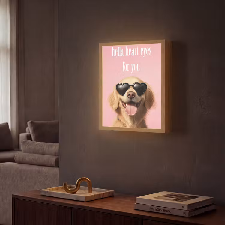 Zonnebril - Hartjes - Hond - Valentijn Light Box met batterij (Wandlamp) middel -sfeer1