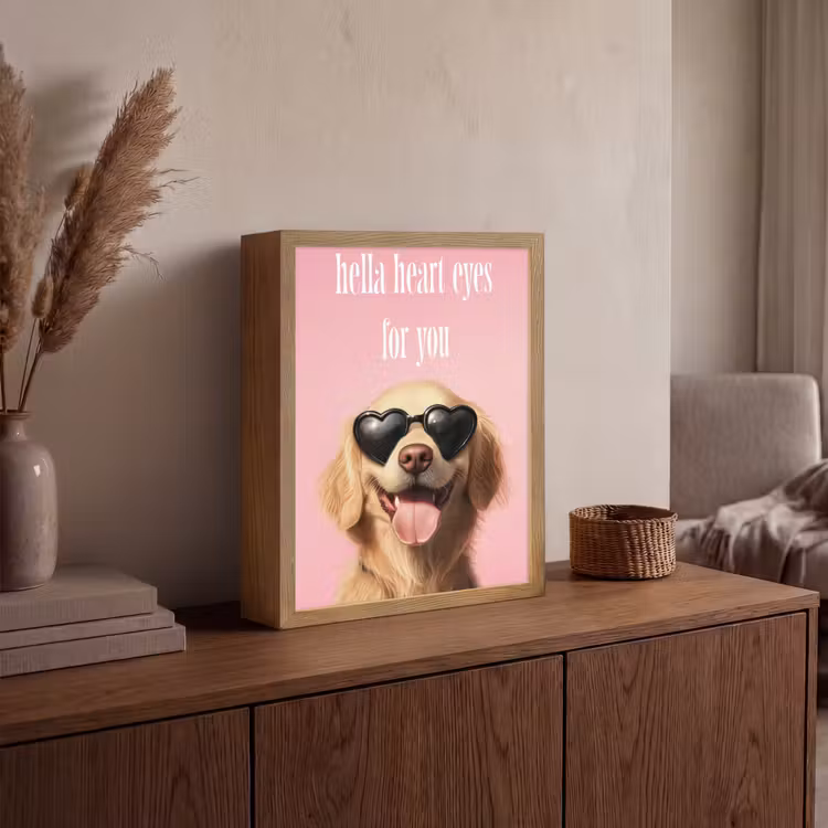 Zonnebril - Hartjes - Hond - Valentijn Light Box met batterij (Wandlamp) middel -sfeer2