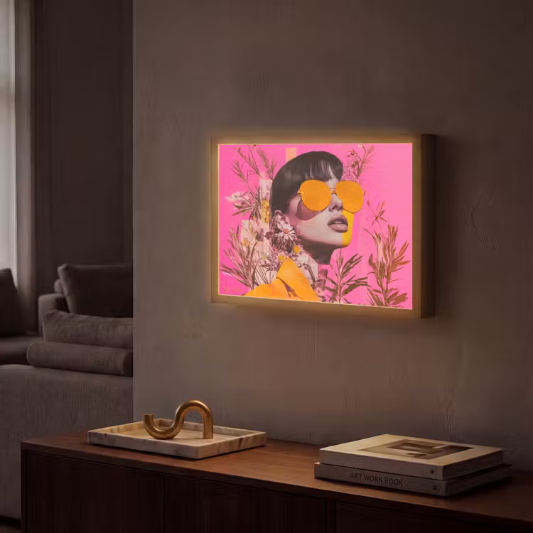 Zonnebril - Oranje - Vrouw - Planten Light Box met batterij (Wandlamp) middel -sfeer1