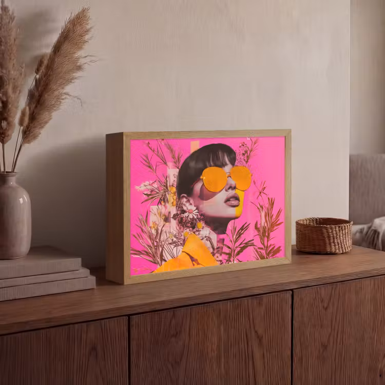Zonnebril - Oranje - Vrouw - Planten Light Box met batterij (Wandlamp) middel -sfeer2
