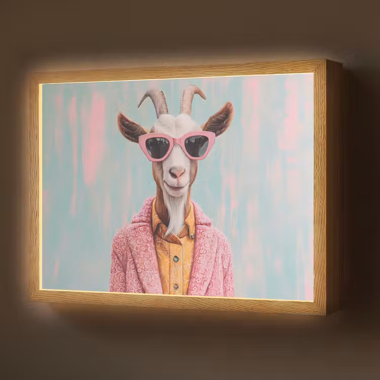 Zonnebril - Roze - Geit - Horen Light Box met batterij (Wandlamp) middel -z3d_website