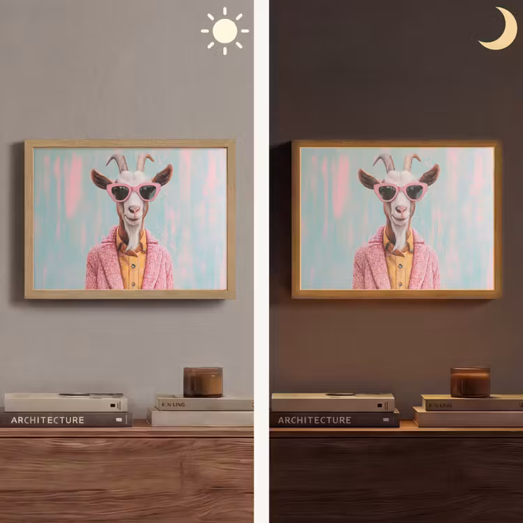 Zonnebril - Roze - Geit - Horen Light Box met batterij (Wandlamp) middel -sfeer3