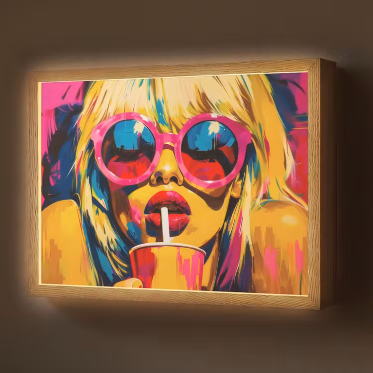 Zonnebril - Roze - Vrouw - Rietje Light Box met batterij (Wandlamp) middel -z3d_website