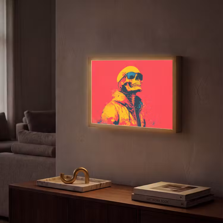 Zonnebril - Schedel - Jas - Rood Light Box met batterij (Wandlamp) middel -sfeer1