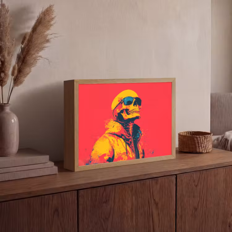 Zonnebril - Schedel - Jas - Rood Light Box met batterij (Wandlamp) middel -sfeer2