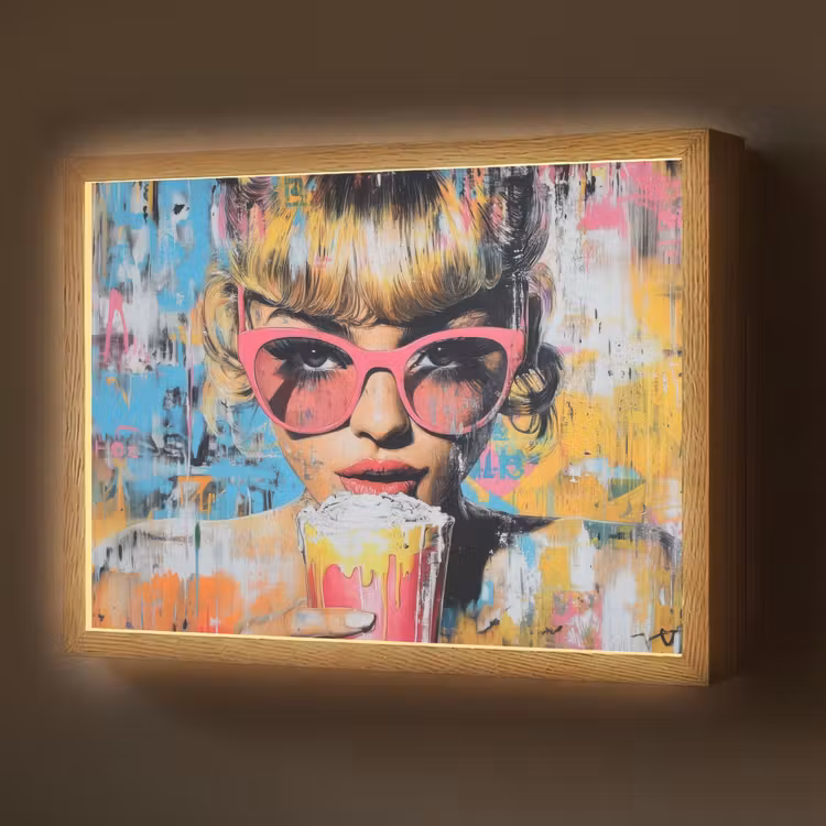 Zonnebril - Vrouw - Kleurrijk - Verfspetters Light Box met batterij (Wandlamp) middel -z3d_website