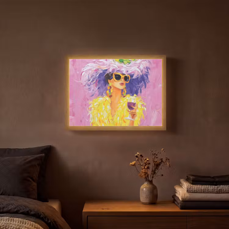 Zonnebril - Vrouw - Jas - Veren Light Box met batterij (Wandlamp) middel -sfeer4