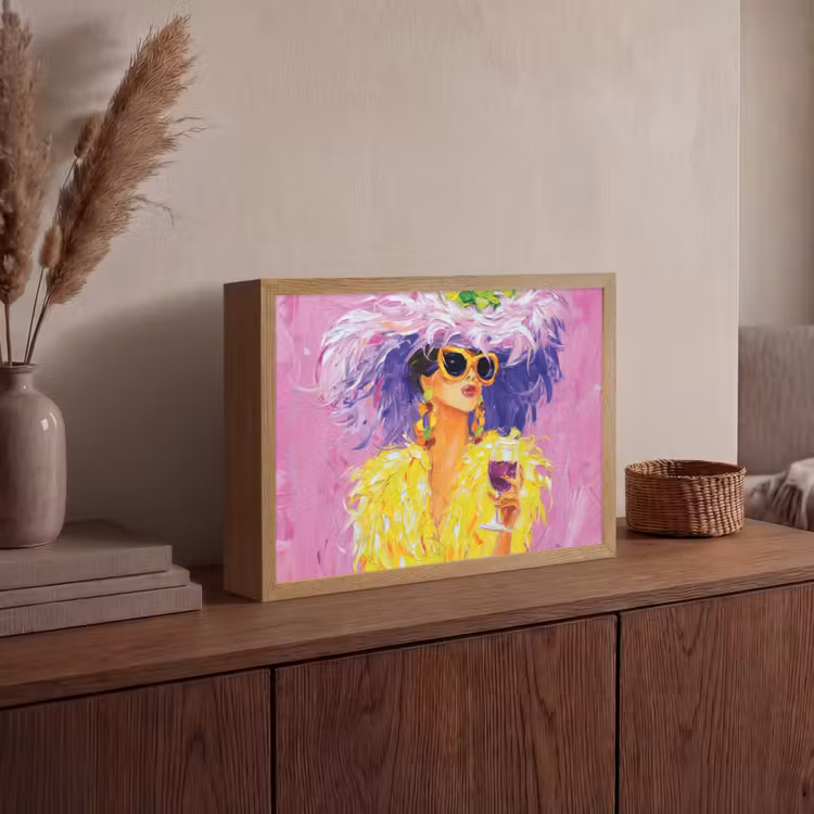 Zonnebril - Vrouw - Jas - Veren Light Box met batterij (Wandlamp) middel -sfeer2