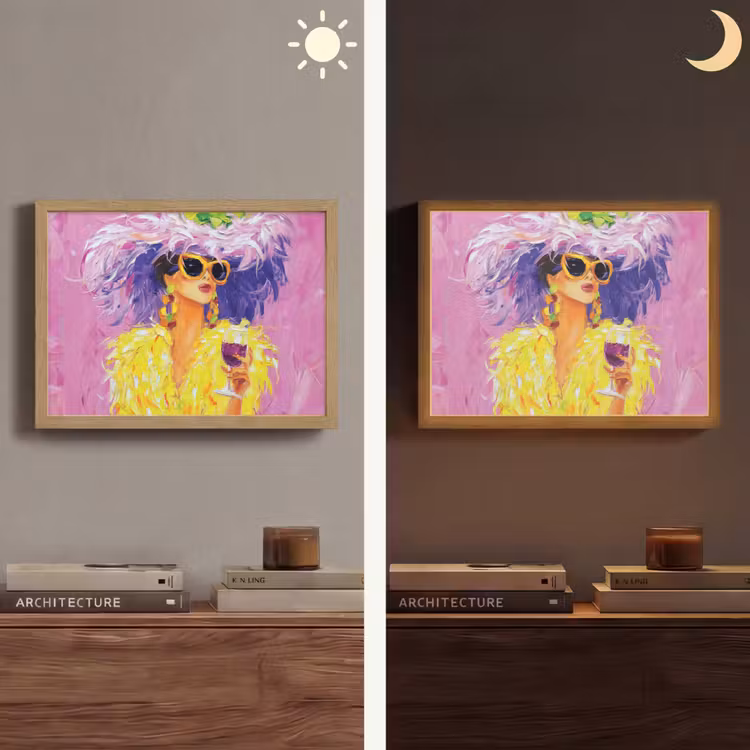 Zonnebril - Vrouw - Jas - Veren Light Box met batterij (Wandlamp) middel -sfeer3