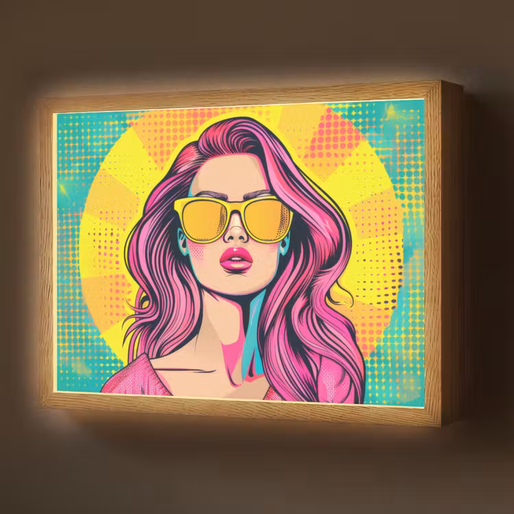 Zonnebril - Vrouw - Zonnig - Geel Light Box met batterij (Wandlamp) middel -z3d_website
