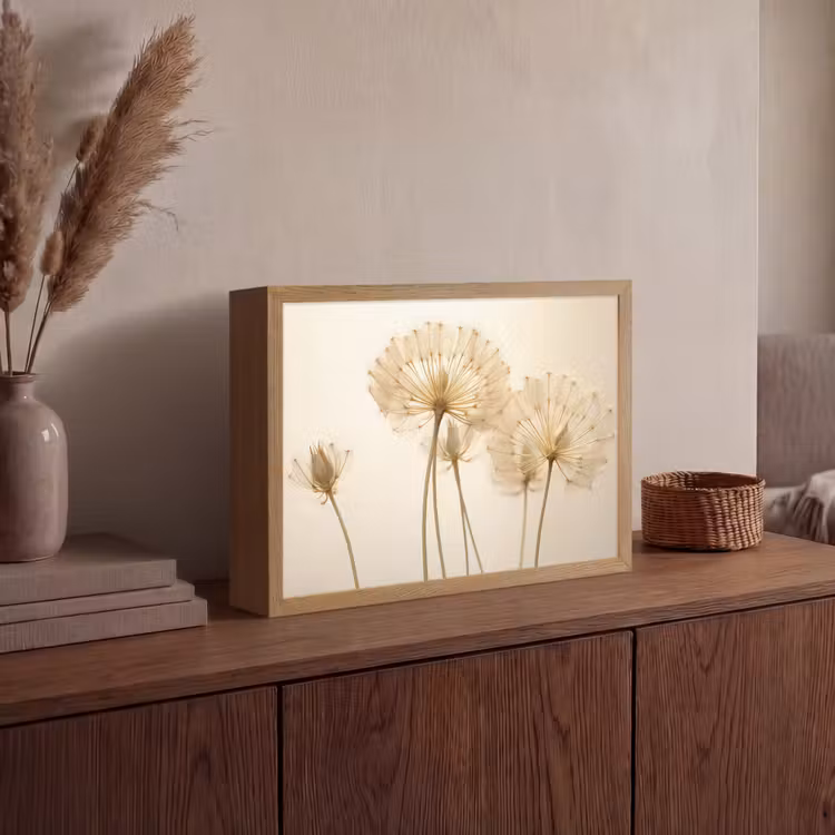 Zonlicht - Paardenbloem - Botanisch - Bloemen Light Box met batterij (Wandlamp) middel -sfeer2