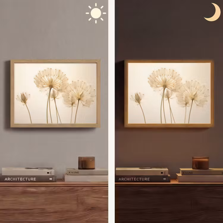 Zonlicht - Paardenbloem - Botanisch - Bloemen Light Box met batterij (Wandlamp) middel -sfeer3