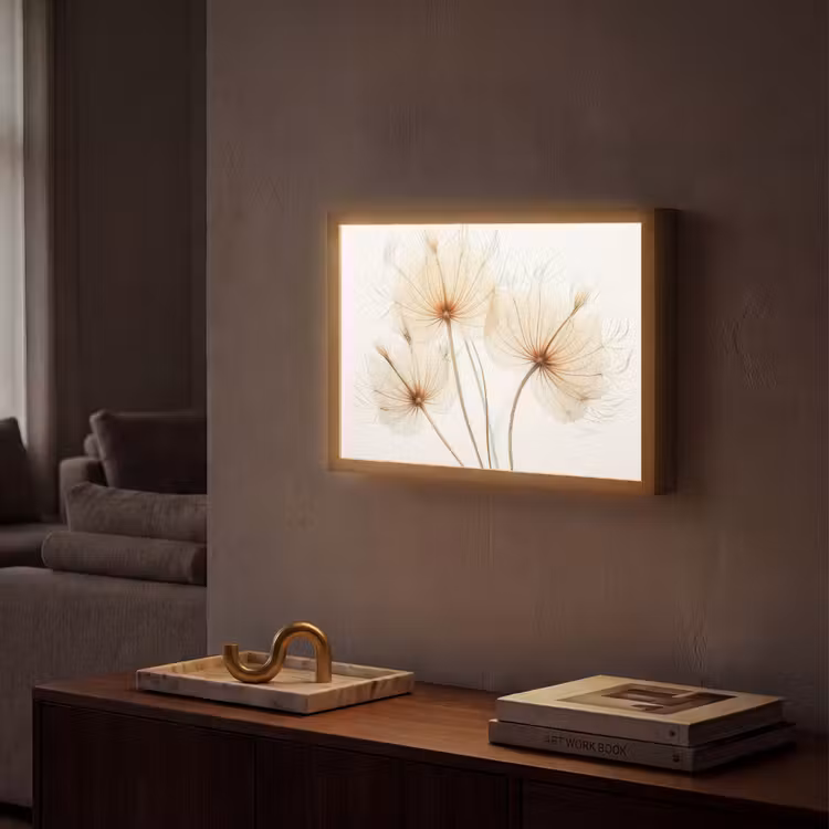 Zonlicht - Paardenbloemen - Natuur - Botanisch Light Box met batterij (Wandlamp) middel -sfeer1