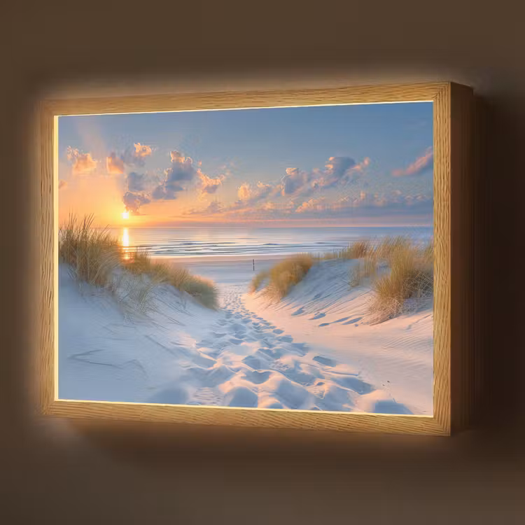 Zonsondergang - Strand - Natuur - Zee - Zomer Light Box met batterij (Wandlamp) middel -z3d_website