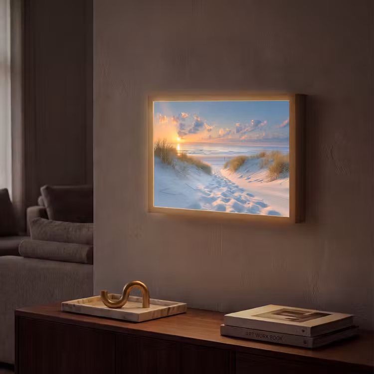 Zonsondergang - Strand - Natuur - Zee - Zomer Light Box met batterij (Wandlamp) middel -sfeer1