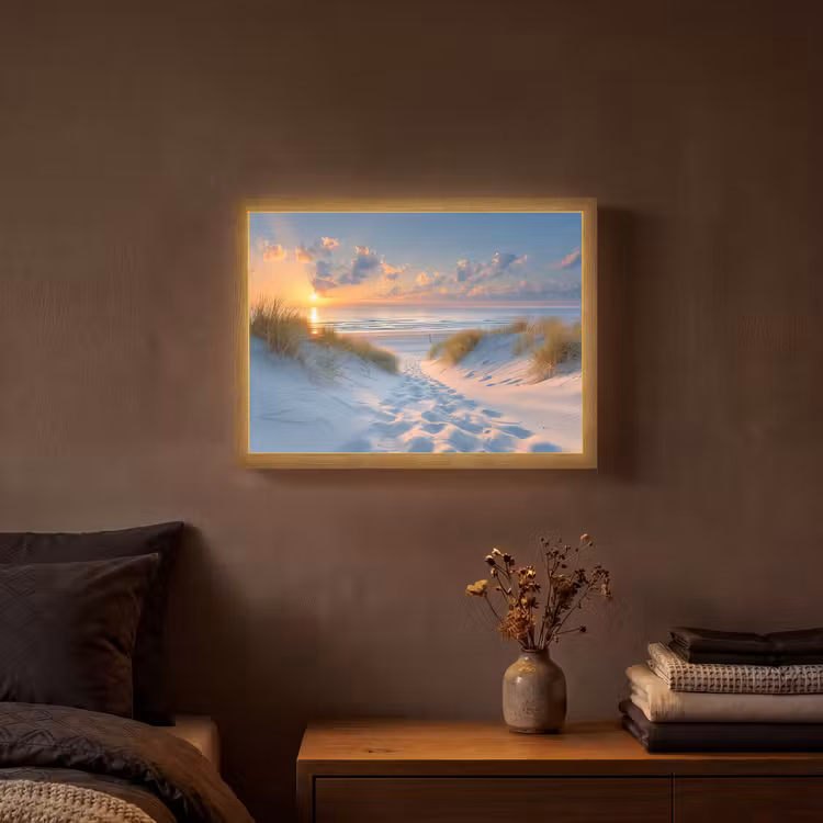Zonsondergang - Strand - Natuur - Zee - Zomer Light Box met batterij (Wandlamp) middel -sfeer4