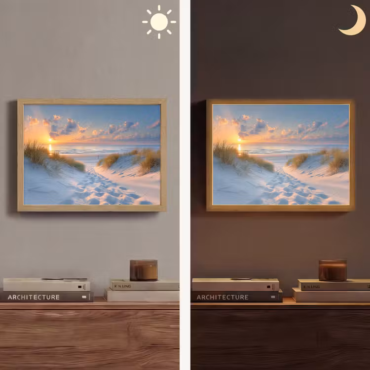 Zonsondergang - Strand - Natuur - Zee - Zomer Light Box met batterij (Wandlamp) middel -sfeer3