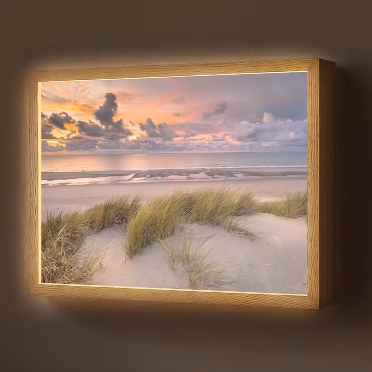 Zonsondergang - Duin - Strand - Planten - Zee Light Box met batterij (Wandlamp) middel -z3d_website
