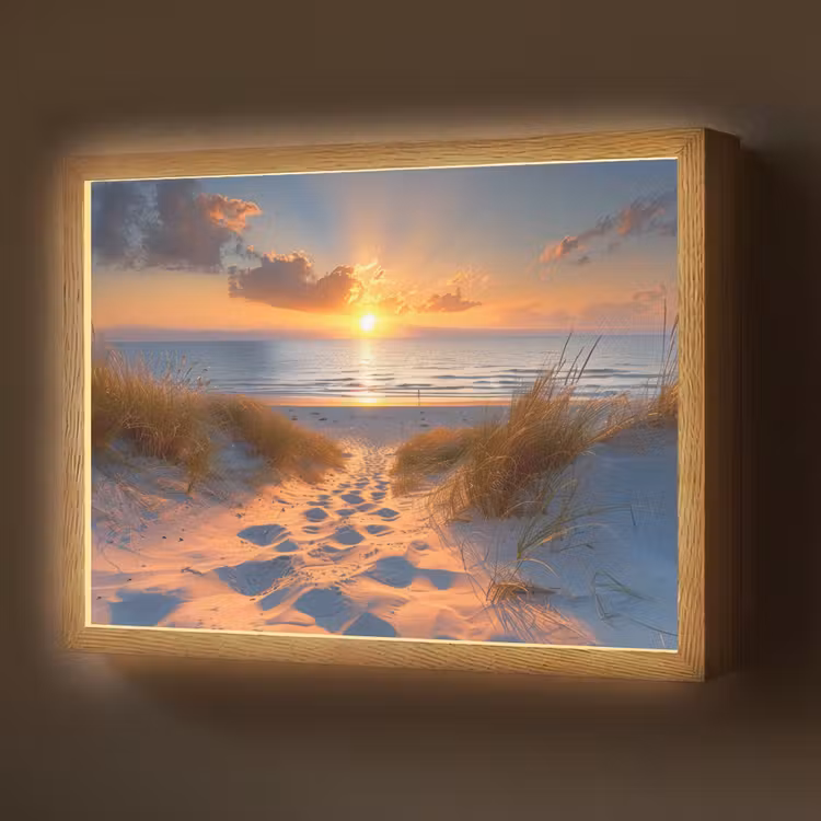 Zonsondergang - Duinen - Strand - Zee Light Box met batterij (Wandlamp) middel -z3d_website
